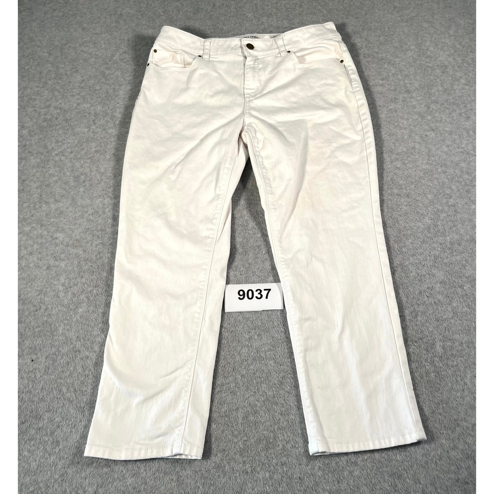 Chico's Platinum Jeans Womens 1.5 White Denim Cotton Stretch Straight Leg Casual